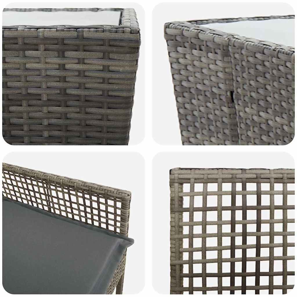 Set Bistro da Giardino 3 pcs Grigio polyrattan | homemem39
