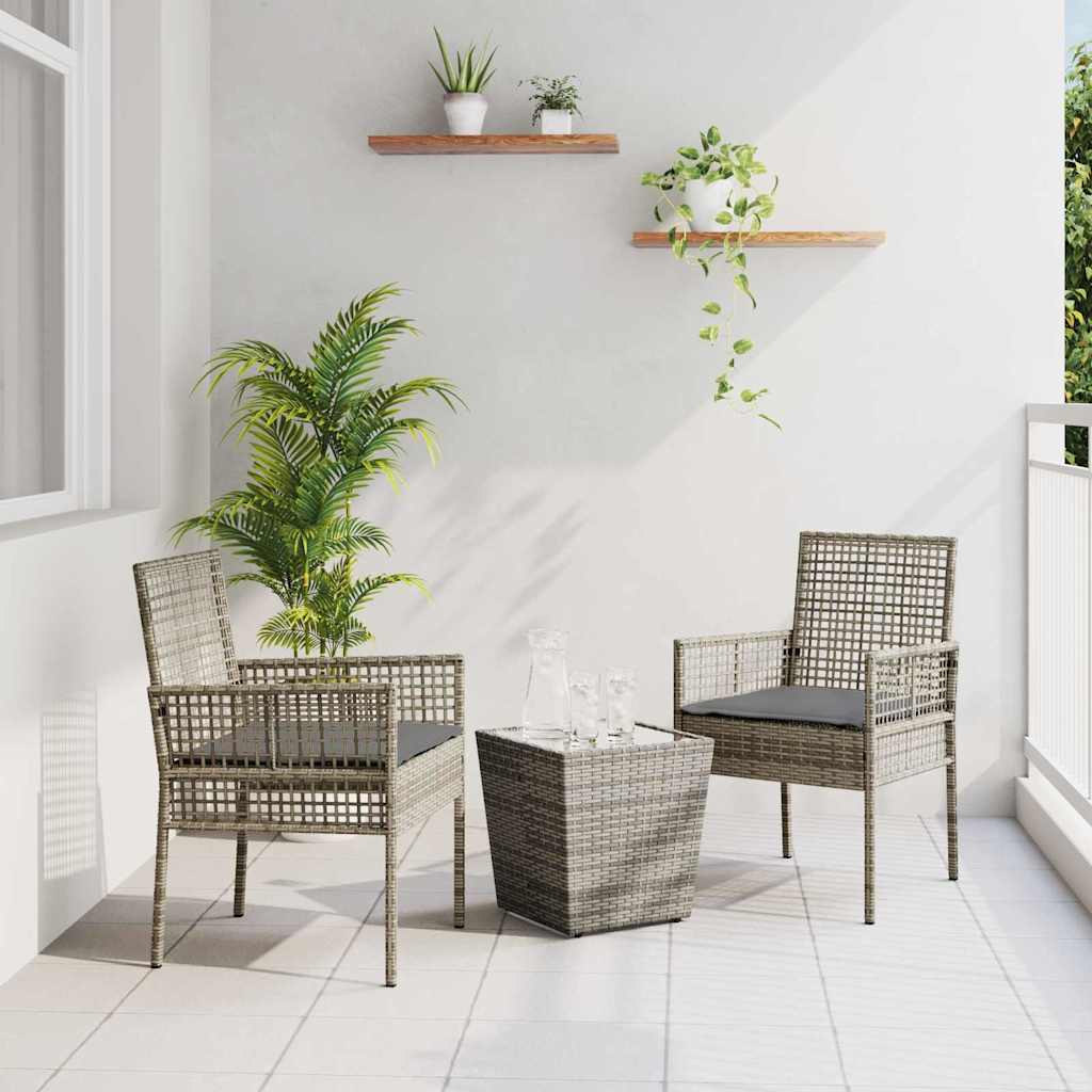 Set Bistro da Giardino 3 pcs Grigio polyrattan | homemem39