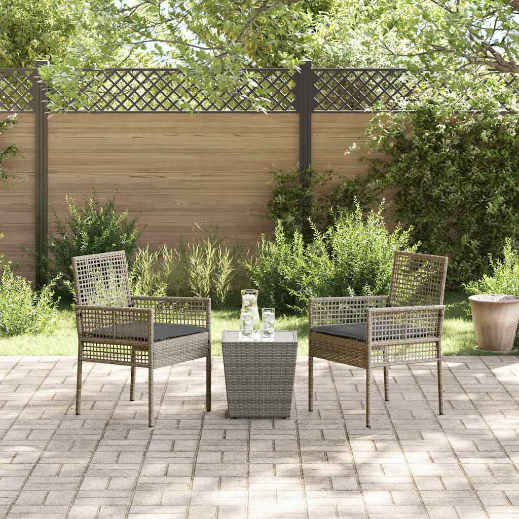Set Bistro da Giardino 3 pcs Grigio polyrattan | homemem39