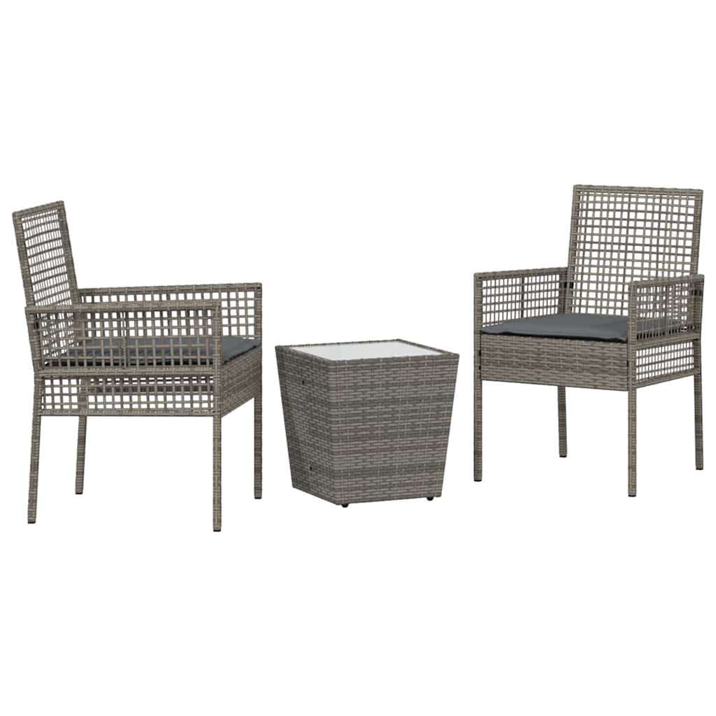 Set Bistro da Giardino 3 pcs Grigio polyrattan | homemem39