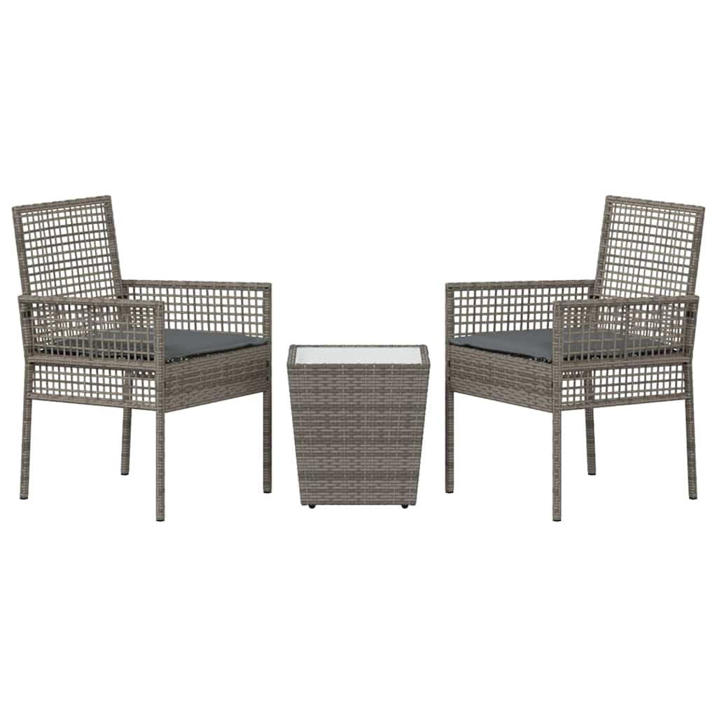 Set Bistro da Giardino 3 pcs Grigio polyrattan | homemem39