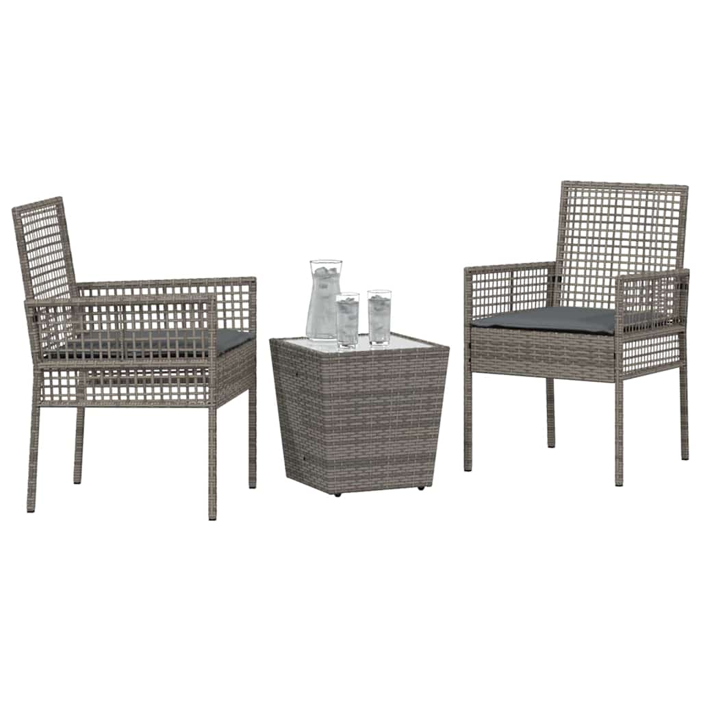 Set Bistro da Giardino 3 pcs Grigio polyrattan | homemem39