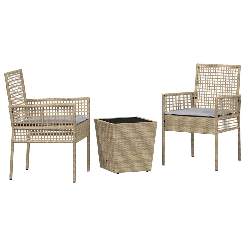 Set Bistro da Giardino 3 pcs Beige polyrattan | homemem39