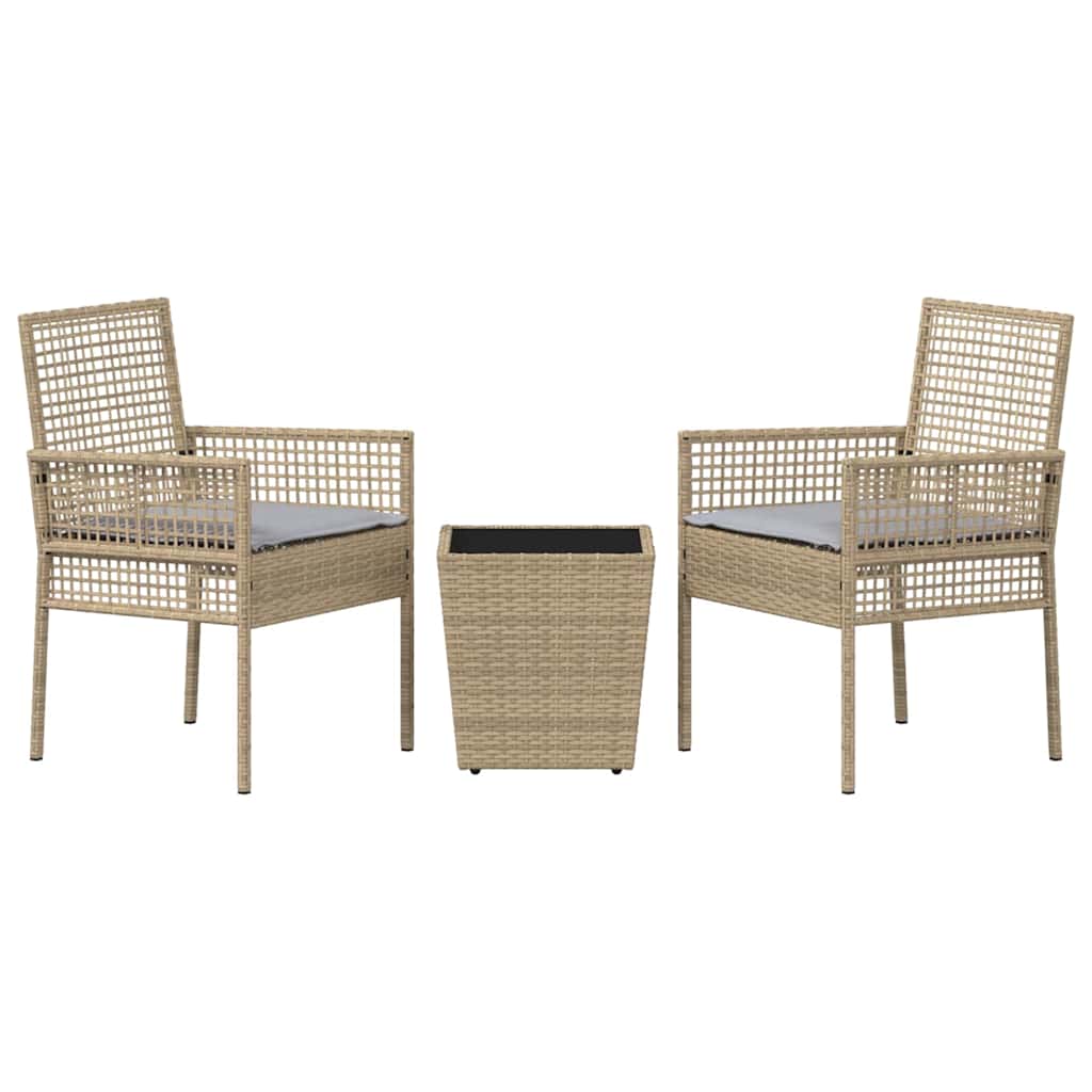 Set Bistro da Giardino 3 pcs Beige polyrattan | homemem39