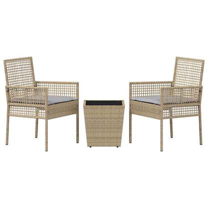 Set Bistro da Giardino 3 pcs Beige polyrattan | homemem39