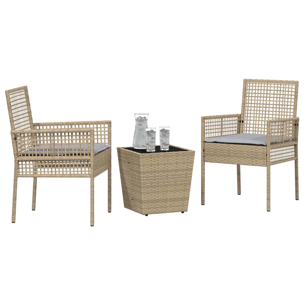 Set Bistro da Giardino 3 pcs Beige polyrattan | homemem39