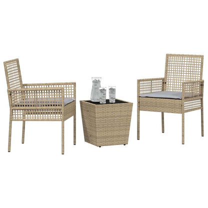 Set Bistro da Giardino 3 pcs Beige polyrattan | homemem39