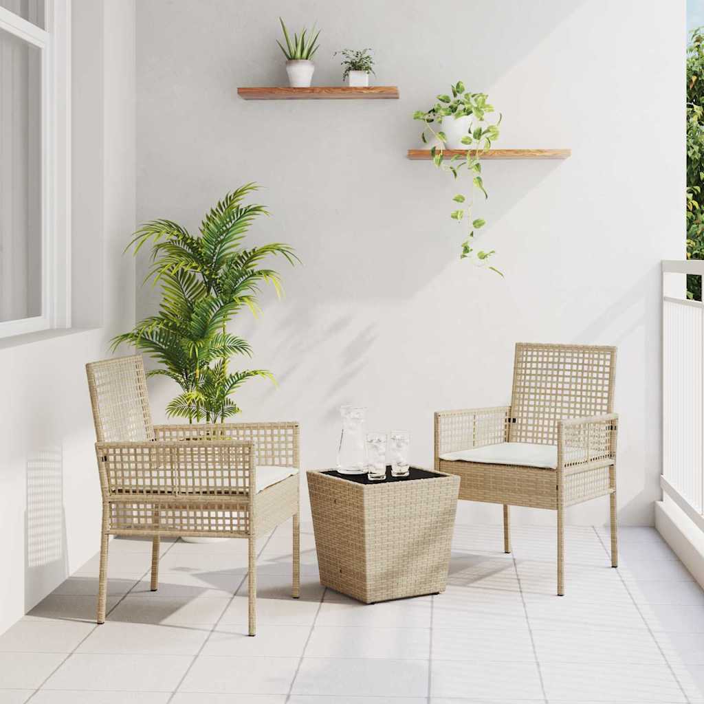 Set Bistro da Giardino 3 pcs Beige polyrattan | homemem39