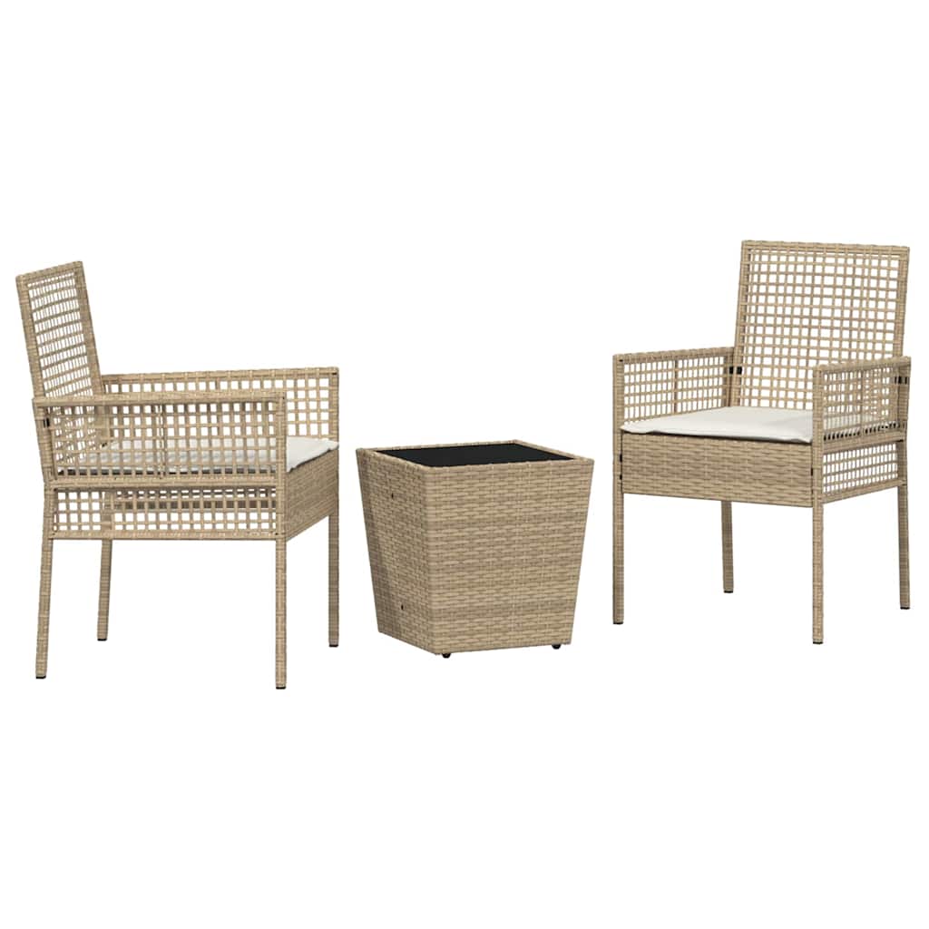 Set Bistro da Giardino 3 pcs Beige polyrattan | homemem39
