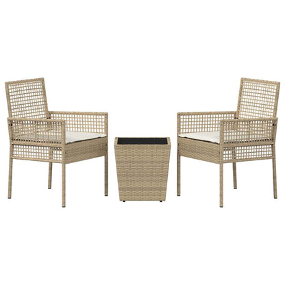 Set Bistro da Giardino 3 pcs Beige polyrattan | homemem39