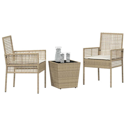 Set Bistro da Giardino 3 pcs Beige polyrattan | homemem39