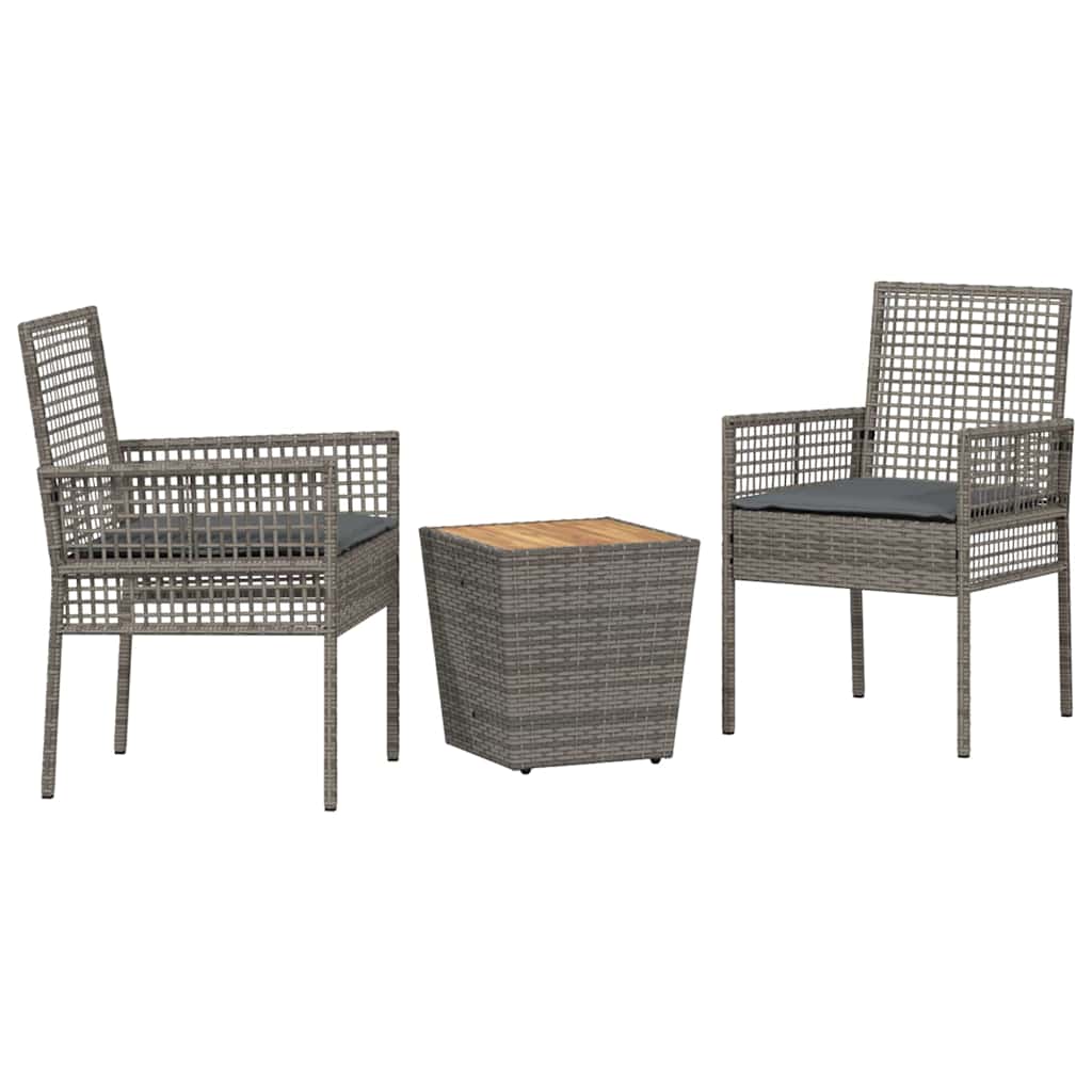Set Bistro da Giardino 3 pcs Grigio polyrattan | homemem39