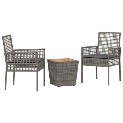 Set Bistro da Giardino 3 pcs Grigio polyrattan | homemem39
