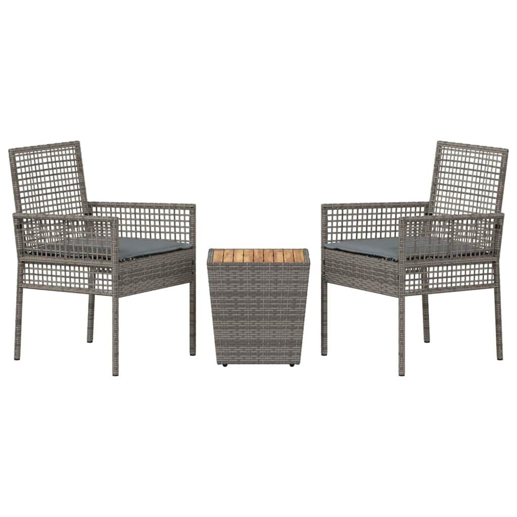 Set Bistro da Giardino 3 pcs Grigio polyrattan | homemem39