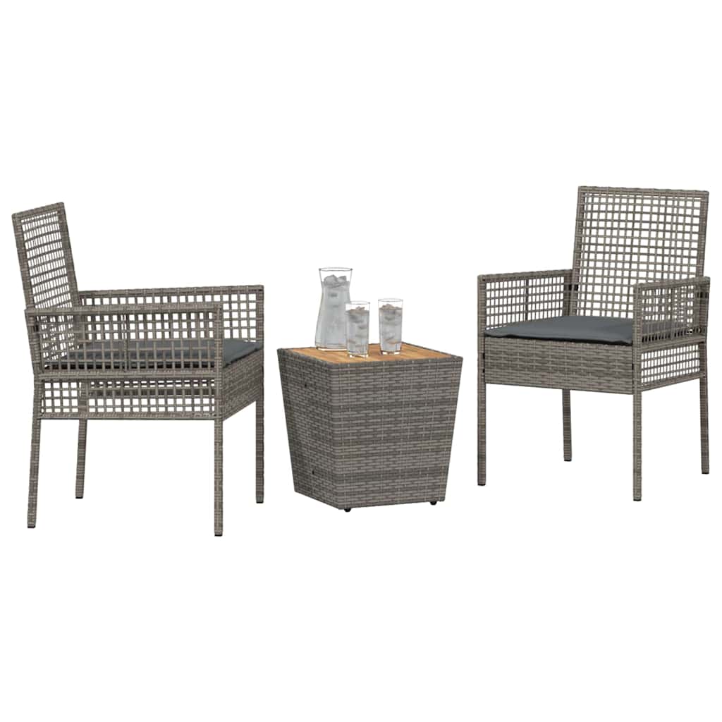 Set Bistro da Giardino 3 pcs Grigio polyrattan | homemem39