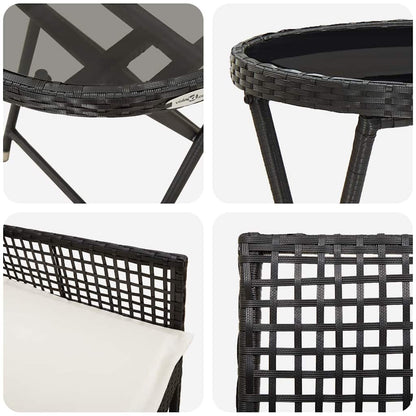 Set Bistro da Giardino 3 pcs Nero polyrattan | homemem39