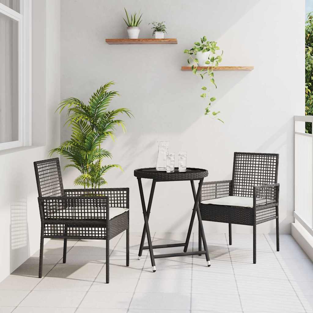 Set Bistro da Giardino 3 pcs Nero polyrattan | homemem39
