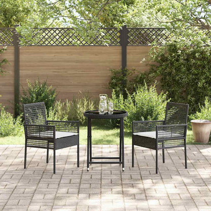 Set Bistro da Giardino 3 pcs Nero polyrattan | homemem39