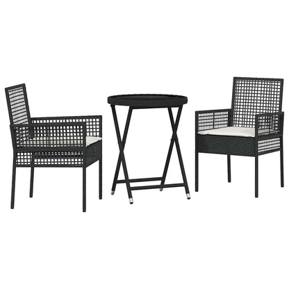 Set Bistro da Giardino 3 pcs Nero polyrattan | homemem39