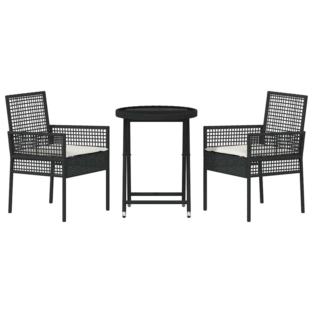 Set Bistro da Giardino 3 pcs Nero polyrattan | homemem39