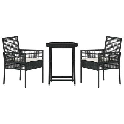 Set Bistro da Giardino 3 pcs Nero polyrattan | homemem39
