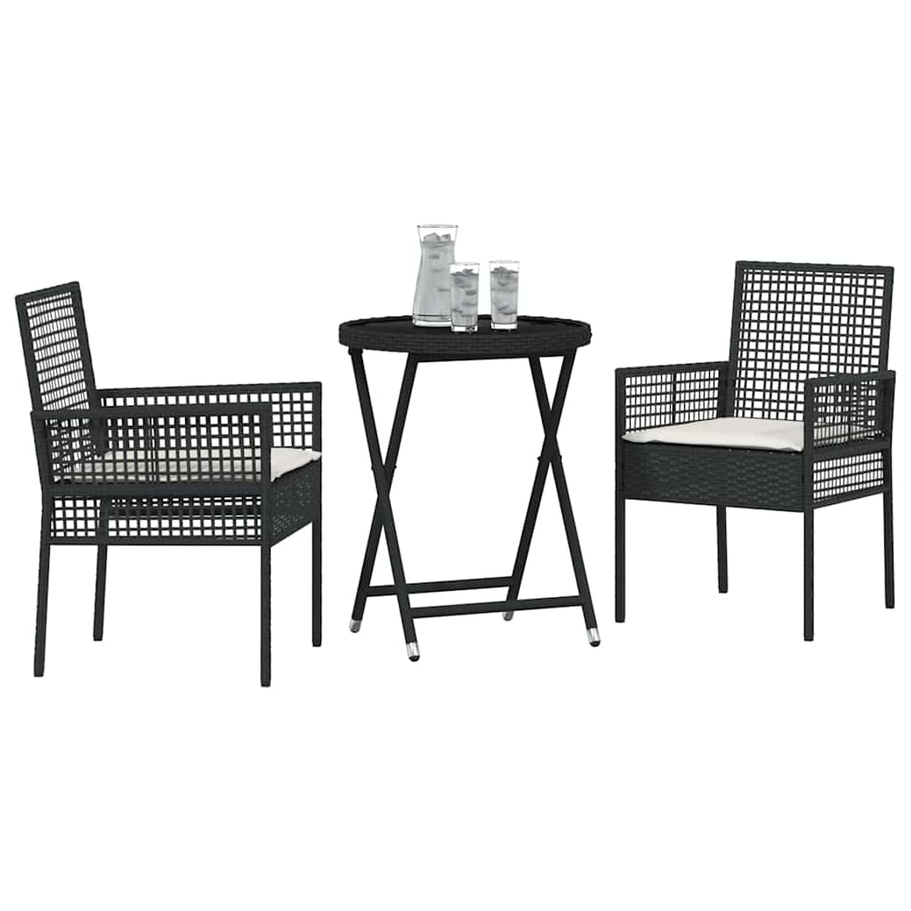 Set Bistro da Giardino 3 pcs Nero polyrattan | homemem39