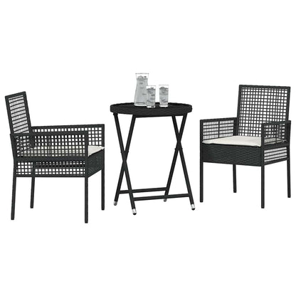 Set Bistro da Giardino 3 pcs Nero polyrattan | homemem39