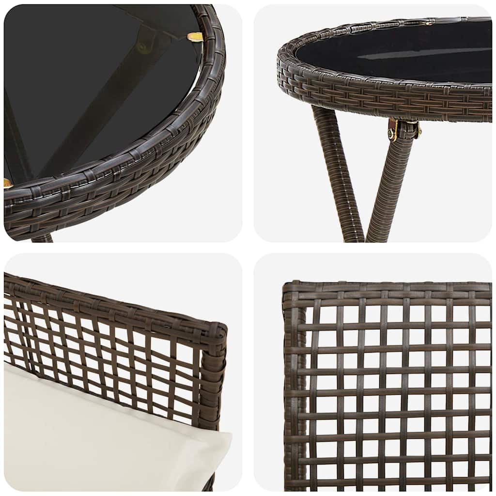 Set Bistro da Giardino 3 pcs Marrone polyrattan | homemem39