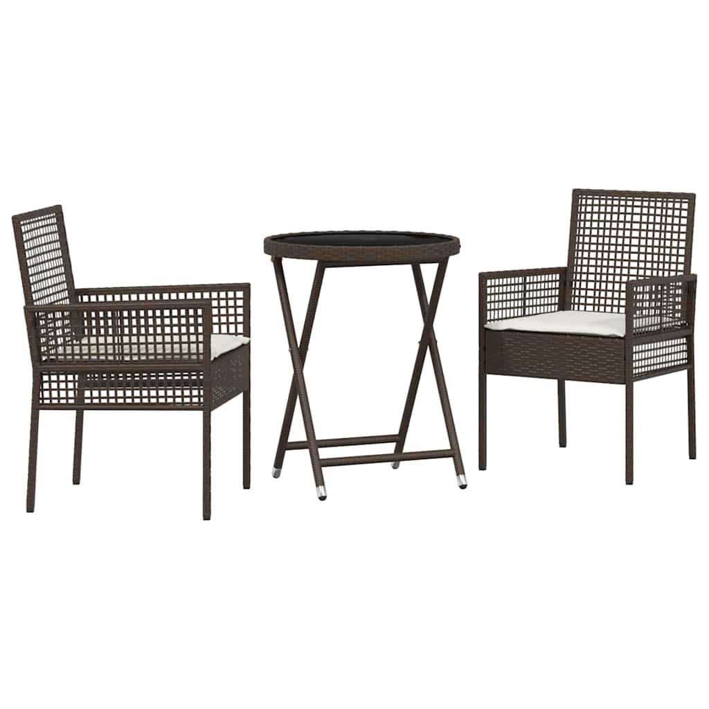 Set Bistro da Giardino 3 pcs Marrone polyrattan