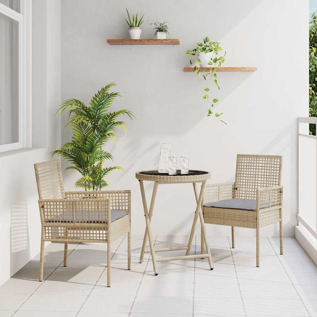 Set Bistro da Giardino 3 pcs Beige polyrattan