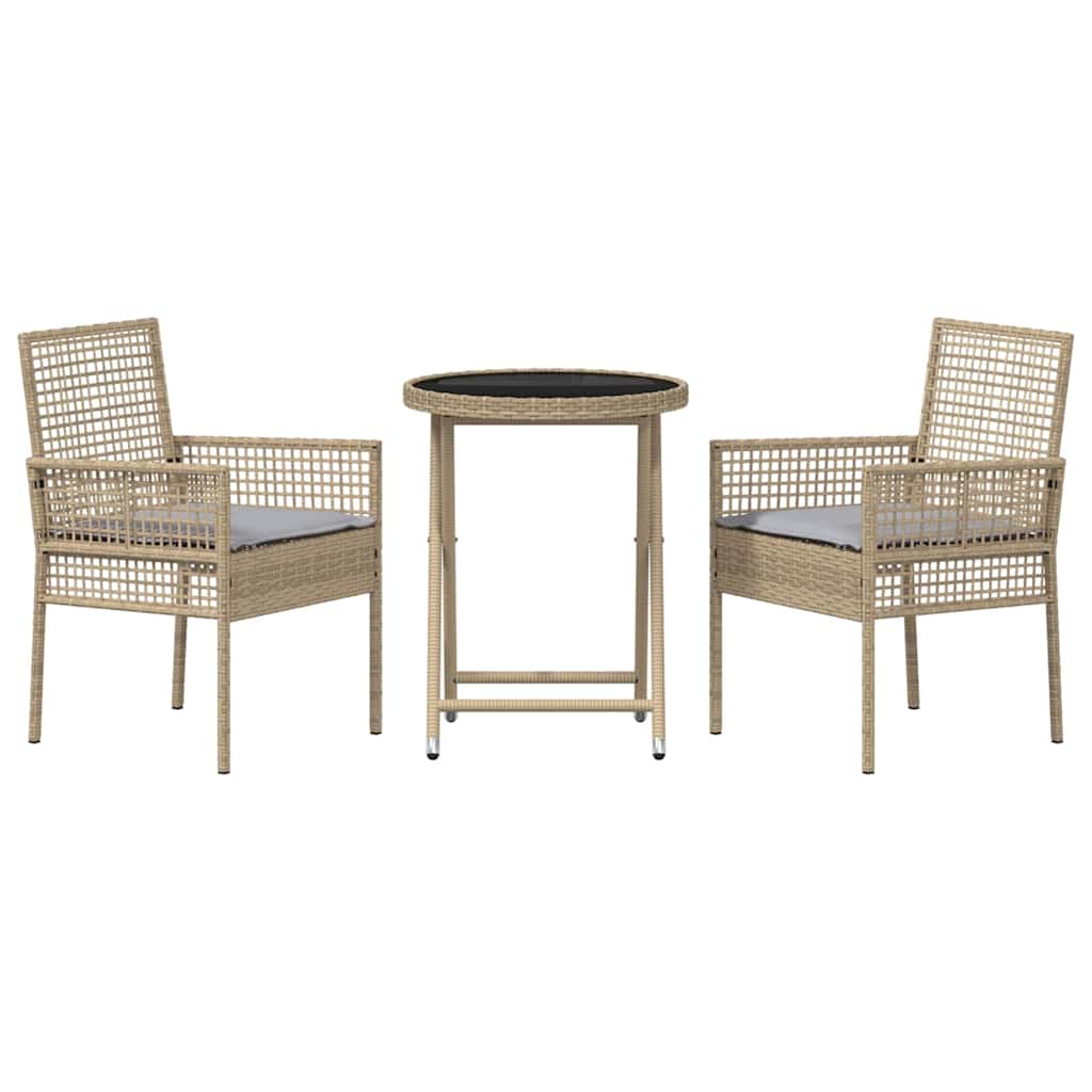 Set Bistro da Giardino 3 pcs Beige polyrattan | homemem39