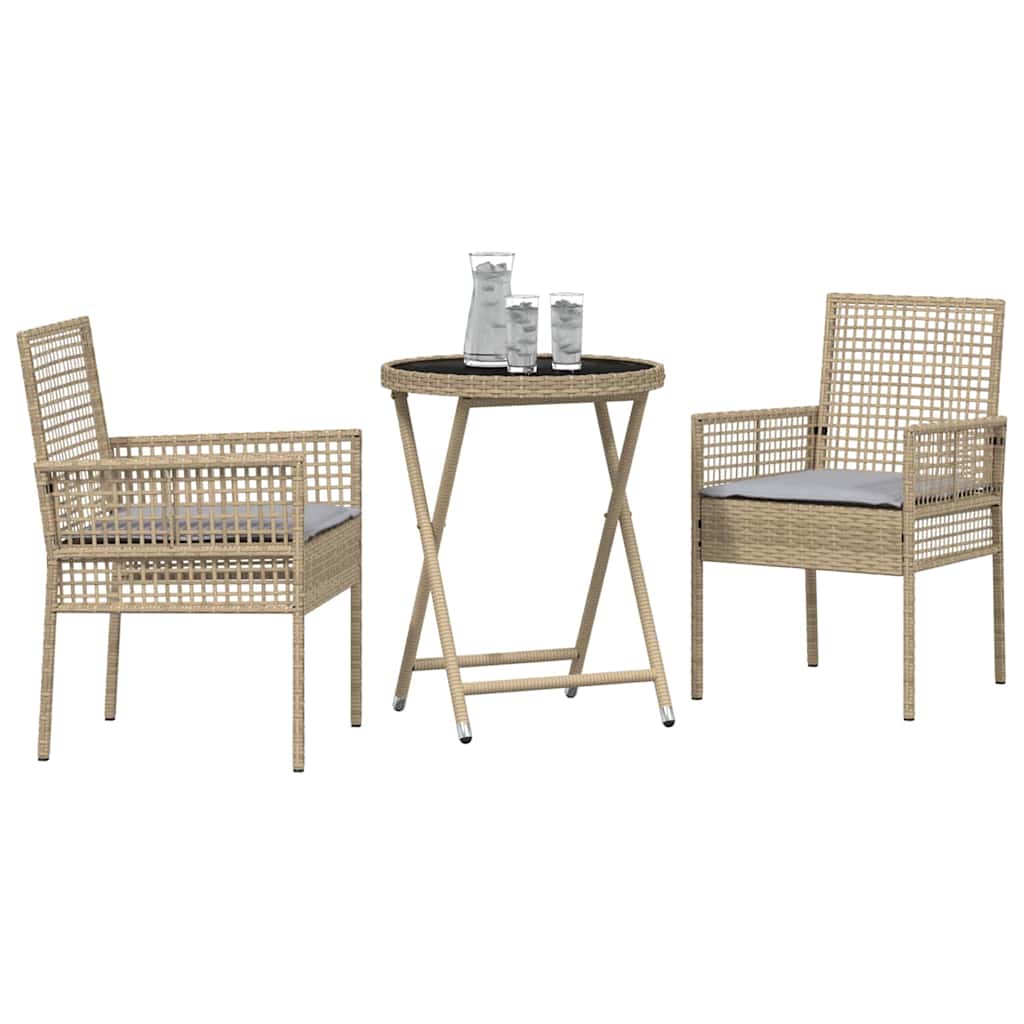 Set Bistro da Giardino 3 pcs Beige polyrattan | homemem39