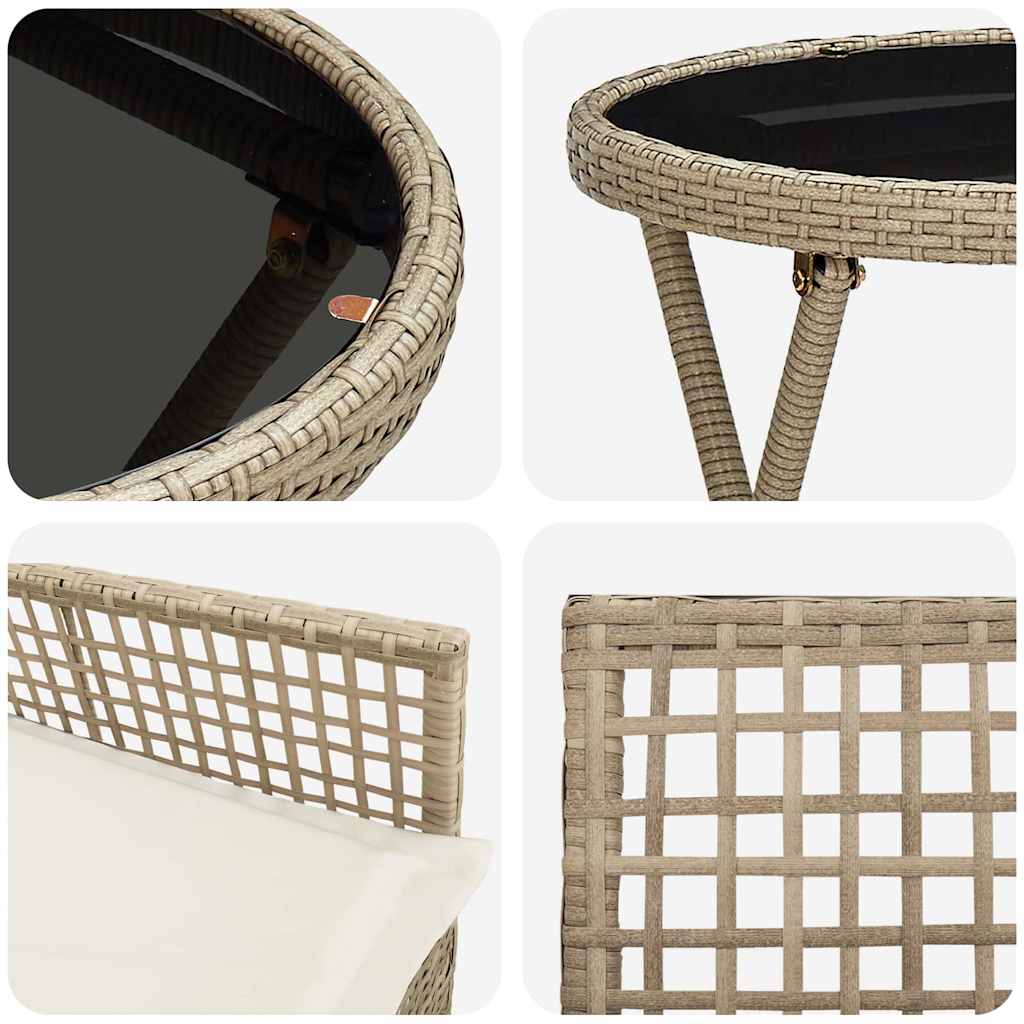 Set Bistro da Giardino 3 pcs Beige polyrattan | homemem39