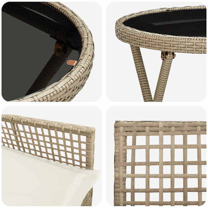 Set Bistro da Giardino 3 pcs Beige polyrattan | homemem39