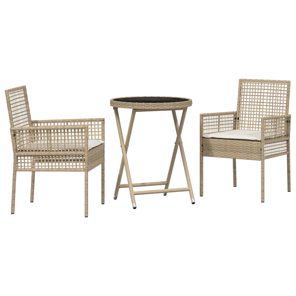Set Bistro da Giardino 3 pcs Beige polyrattan | homemem39