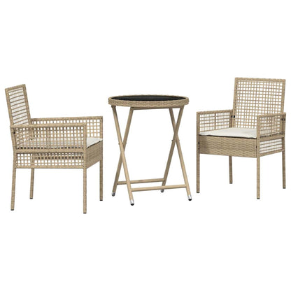 Set Bistro da Giardino 3 pcs Beige polyrattan | homemem39