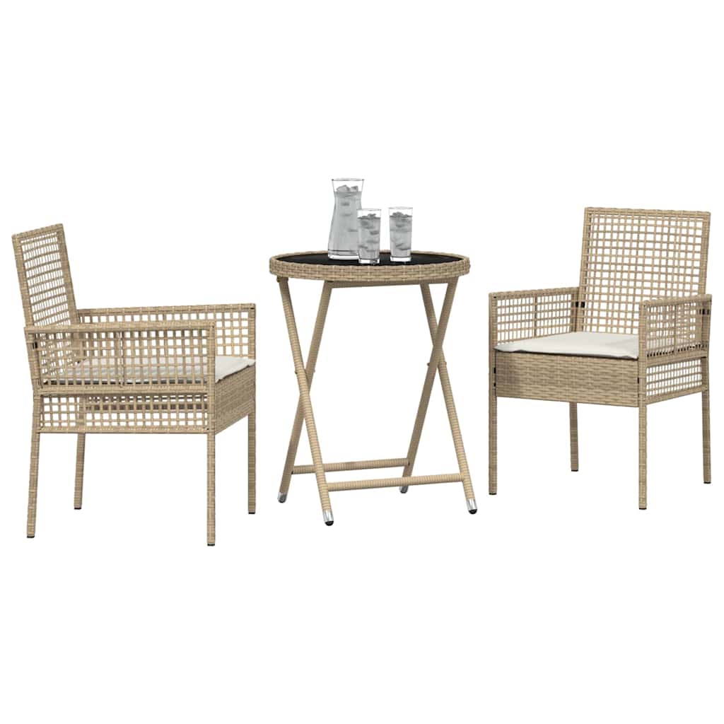 Set Bistro da Giardino 3 pcs Beige polyrattan | homemem39