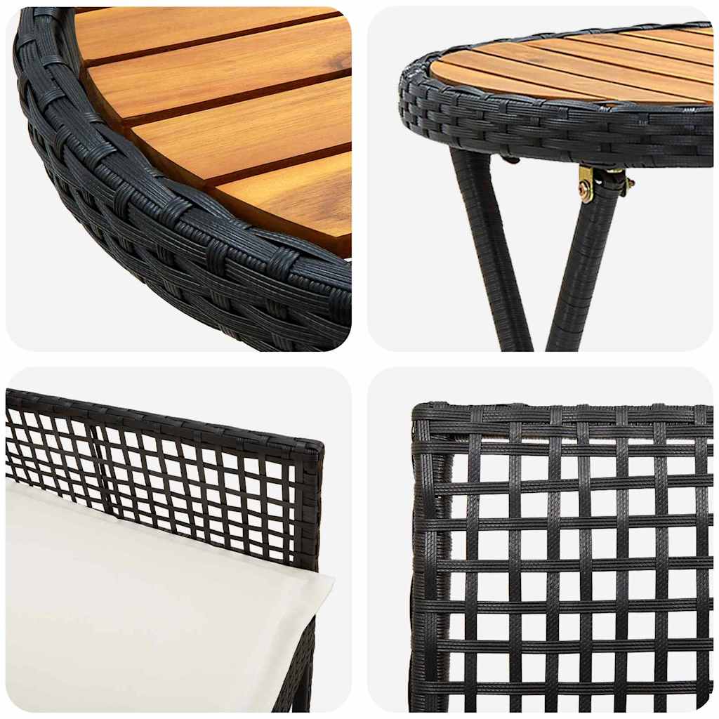 Set Bistro da Giardino 3 pcs Nero polyrattan | homemem39
