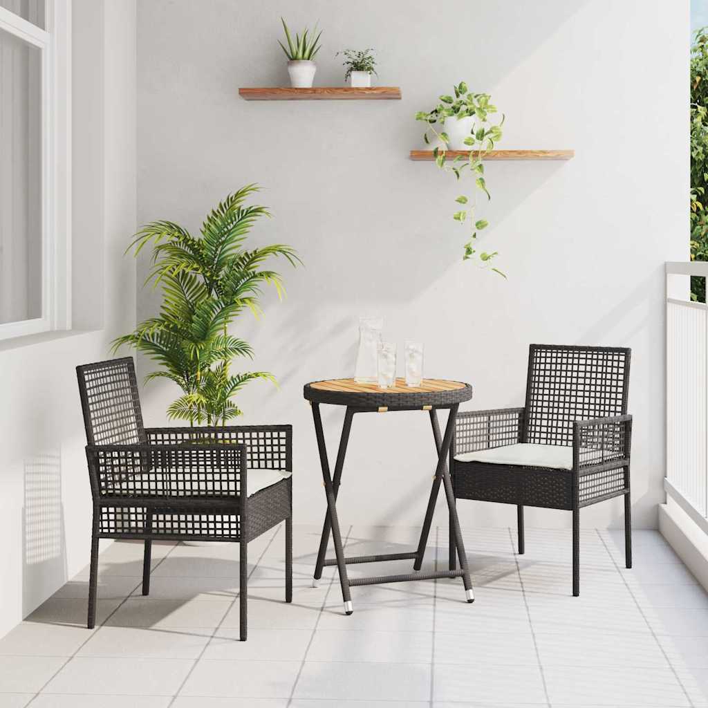 Set Bistro da Giardino 3 pcs Nero polyrattan | homemem39
