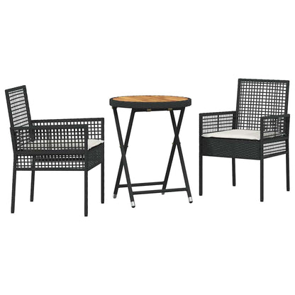 Set Bistro da Giardino 3 pcs Nero polyrattan | homemem39