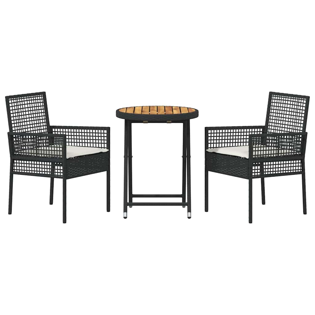 Set Bistro da Giardino 3 pcs Nero polyrattan | homemem39