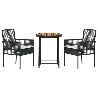 Set Bistro da Giardino 3 pcs Nero polyrattan | homemem39