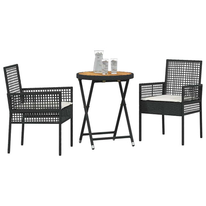 Set Bistro da Giardino 3 pcs Nero polyrattan | homemem39