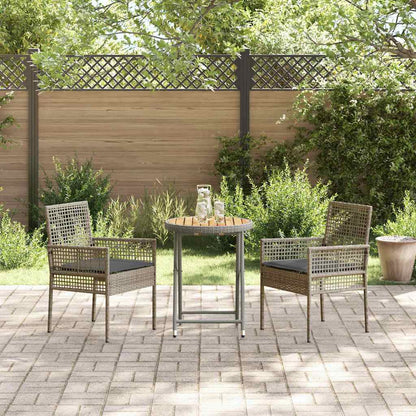 Set Bistro da Giardino 3 pcs Grigio polyrattan