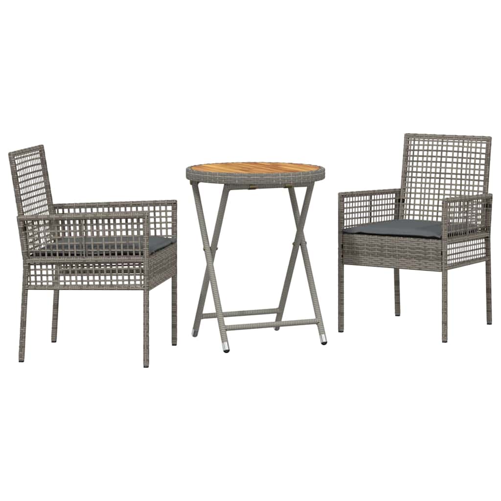 Set Bistro da Giardino 3 pcs Grigio polyrattan | homemem39