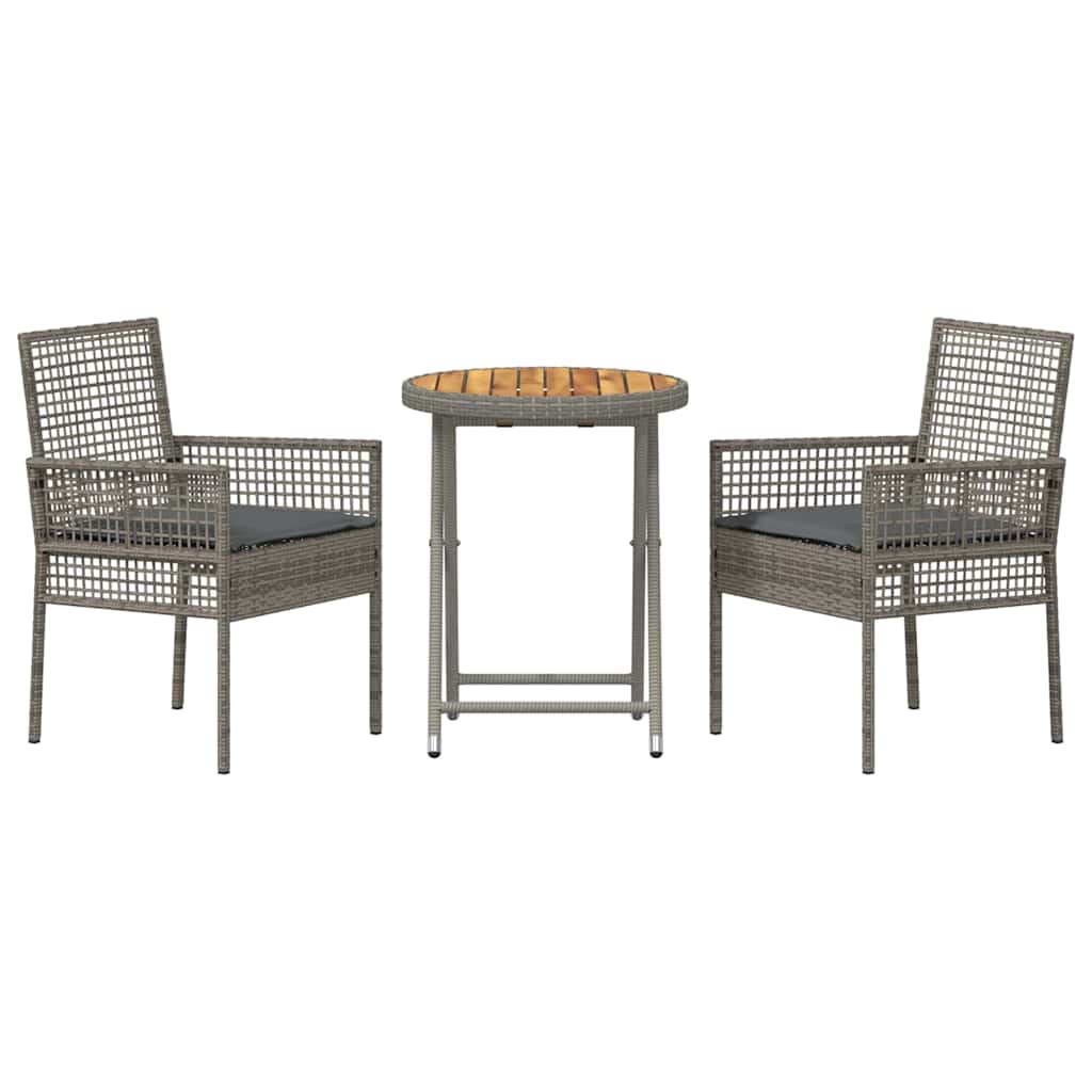 Set Bistro da Giardino 3 pcs Grigio polyrattan | homemem39