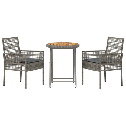 Set Bistro da Giardino 3 pcs Grigio polyrattan | homemem39