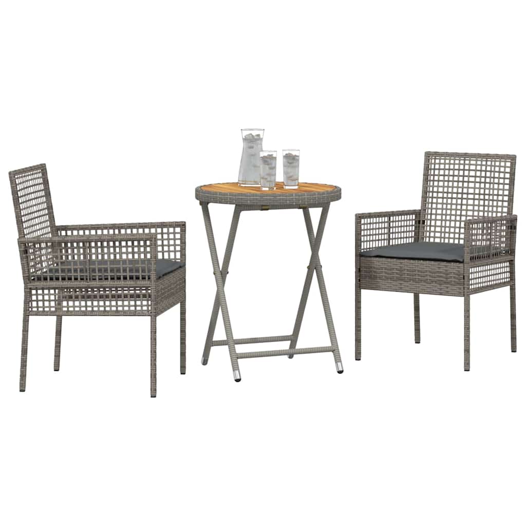 Set Bistro da Giardino 3 pcs Grigio polyrattan | homemem39