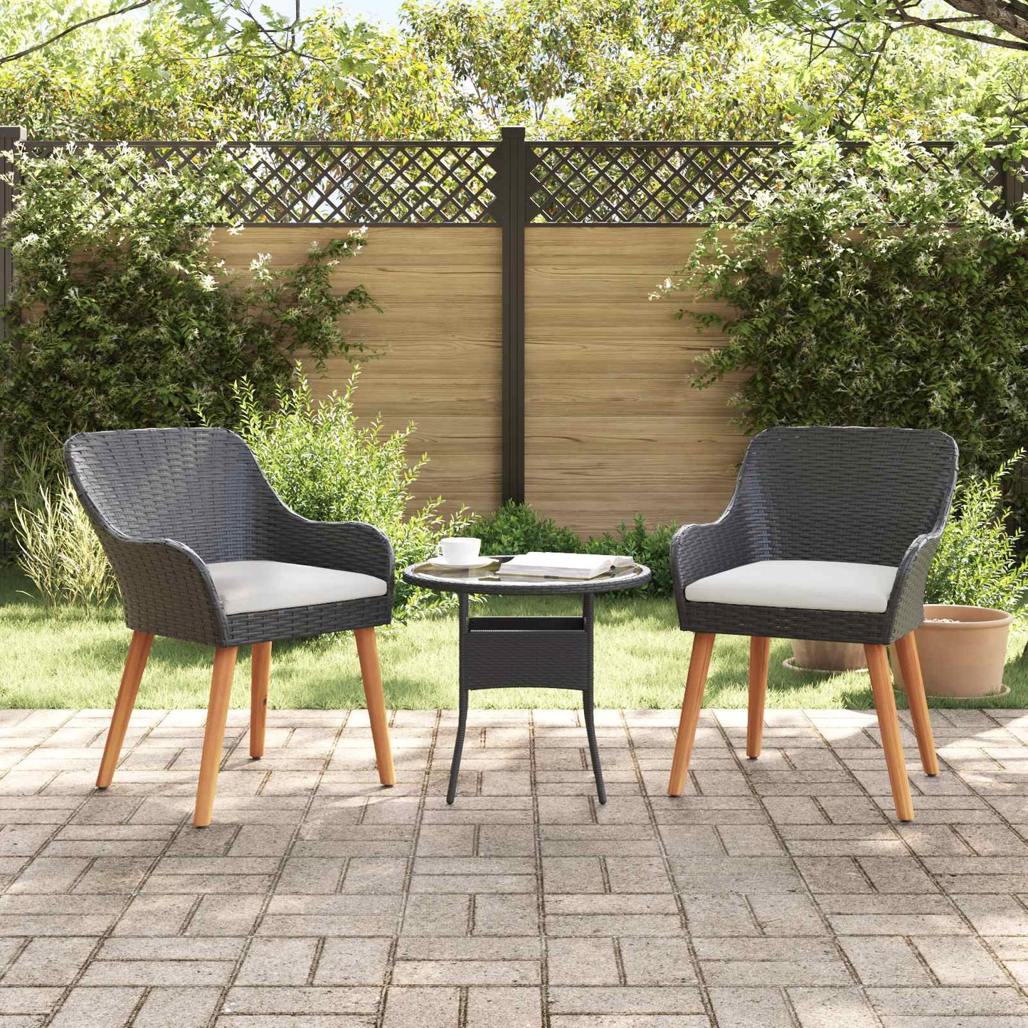 Sedia da Giardino 2 pz Nero polyrattan