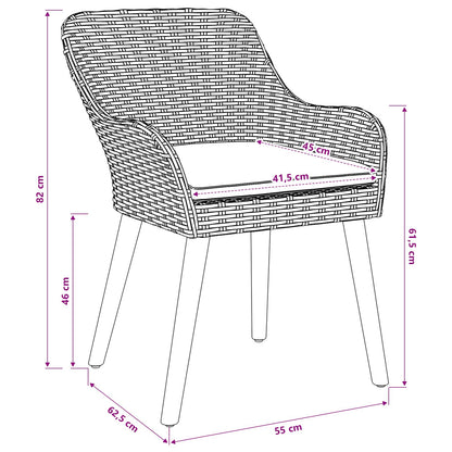 Sedia da Giardino 2 pz Nero polyrattan
